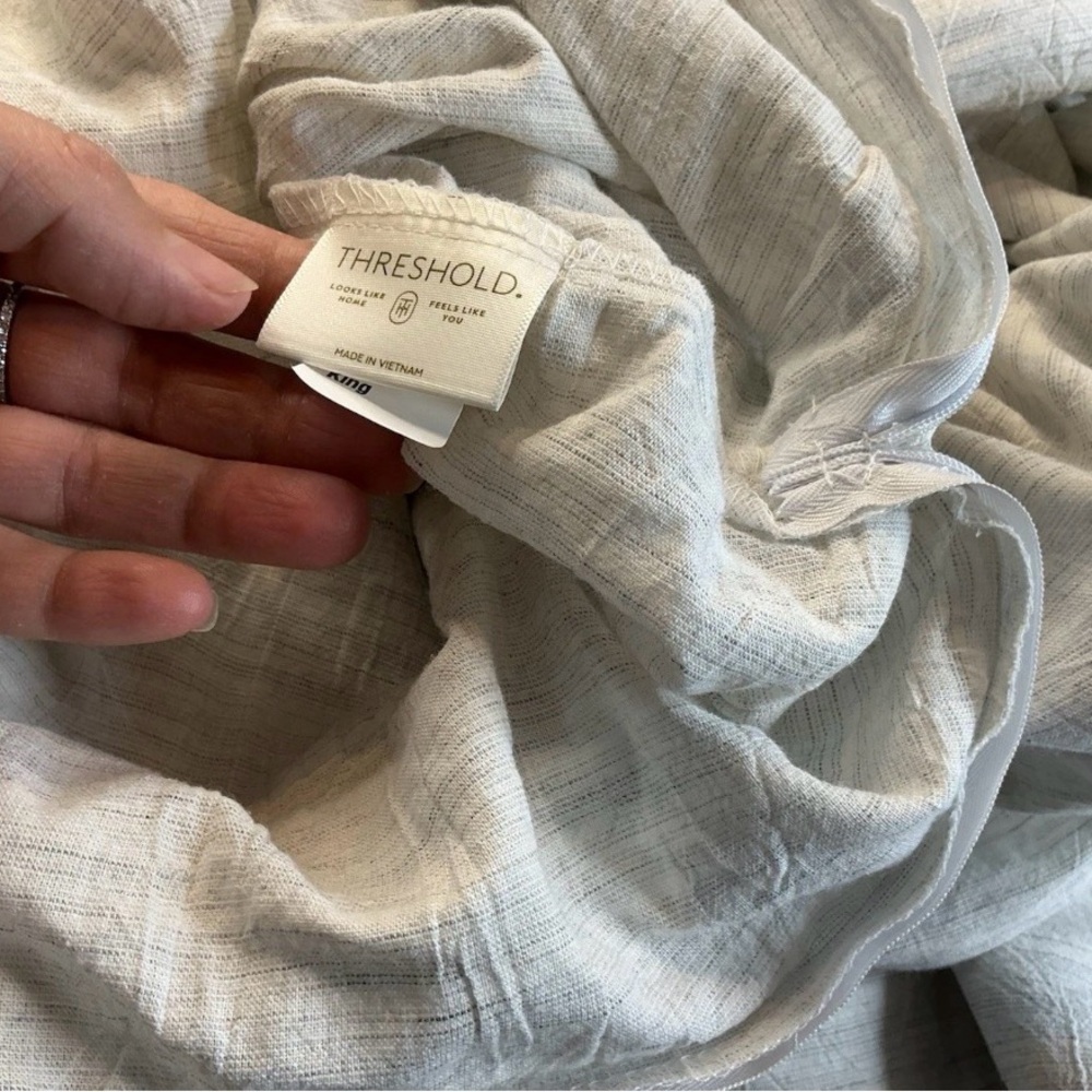 Cotton/Linen Light Grey Threshold Duvet Cover Set - Picture 4 of 5